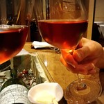 ワインとお宿　千歳 - ロゼワイン（茜ブラッシュ）で乾杯♡
            和食に合う辛口です♪