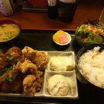 Kyuushuu Umakamon Ebisu - 鳥の唐揚げとチキン南蛮のミックス定食・800円