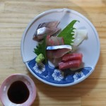 海さくら - 刺身盛り、サンマ、ヒラメ、カンパチ、シメサバ、マグロ。