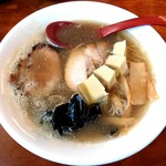 常 - 怒豚骨醤油ラーメン《コラニボトッピング》～娘がネギ抜きで頼んだためか、このラーメンも一緒にネギ抜きになっています、たぶん～【Nov.2017】