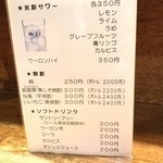 鳥里 - Drink MENU(裏)