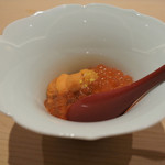 寿司 竹本 - 雲丹とすじこ