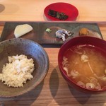余市SAGRA - チーズのお味噌汁　塩ウニ、にしんのきりこみ、タカヒコさんの