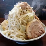 かじろうramen7 - ラーメン小、野菜マシマシ、あぶらマシ、にんにくマシ