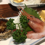 なじま - ヒラメの煮凝り、卵焼き、甘エビ