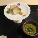 日本料理 みや  - 29年11月　蒸し蝦夷鮑　山葵、四万十青海苔と肝醤油