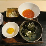 日本料理 みや  - 29年11月　御飯のお供　唐墨、ジャコ、イクラ、海苔