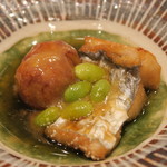 鮨 山浦 - 29年11月　瀬戸内　太刀魚、里芋、銀杏の揚げ出し　柚子味噌餡