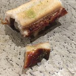 寿司 中川 - 焼き穴子は抹茶塩で