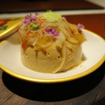 あん肝豆腐と焼きズワイガニのあんかけ