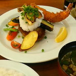 和風ハンバーグ＆エビフライ☆