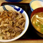 Matsuya - 牛めし(大盛り)+豚汁+半熟卵 620円