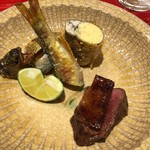 銀座 しのはら - 子持ち鮎　鹿肉