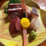 川なり - 2160円コース②お造り(鰤・カンパチ・甘海老・すずき？)