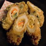 Tatsuta-fried chikuwa with potato salad