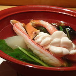 みえ田 - ＊出来上がり。お出汁の味わいもとてもいいですね。 ズワイガニ、タチともに美味しいこと。