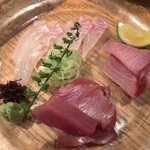 丿貫 - 丿貫(お造り3点盛り／めじ鮪、松川鰈、寒鰤)