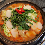 韓国料理 麦 - テッチャン鍋　一人前がこの量で出てきます