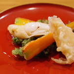 魚菜料理 縄屋 - ガザエビと人参の天麩羅