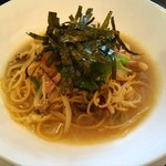 Kafe Erumitaju - 2017.4② きのこ類の和風おろしパスタ♪ ※パスタランチ(サラダ・バケット・ドリンク付)￥950