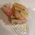 アル・ケッチァーノ - 「イシナギとセロリのレモンじめセビーチェ」