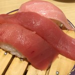 超グルメ回転すし 武蔵丸 - マグロ三種盛り