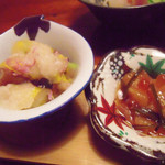 惣門 - 茸と菊花みぞれ和え、鮭親子漬