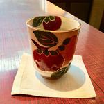 水暉 - 秋らしい柿の絵付けの京焼のお湯呑み