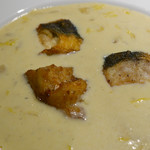 佛蘭西料理 銀座 誠 - 農園野菜のスープにコチのフリットを添えて