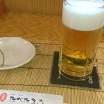 たべたろう - 先ずは生ビールで喉を潤します。