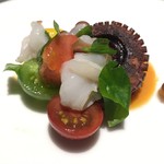 花小町 - 二種のアプローチの天草の蛸と八代のトマト