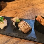 立ち寿司 杉尾 - カワハギ、鰻白焼き、ウニ