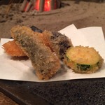柳家 - サクラマス、鮎、長茄子、ズッキーニのフライ