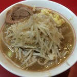 千里眼 - ラーメン 麺150g ヤサイ少なめ・アブラちょっと・ニンニク・ショウガ・カラアゲ別皿で 730円