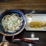 いりこぶ家 - かけうどん（小），海老天