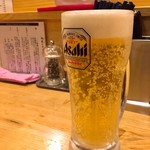 地球の中華そば - 生ビール（スーパードライ）　500円