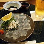 天や - ナンと、先付け代わりに「ふく刺し」