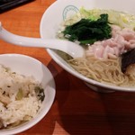 麺屋 六感堂 - 鱈づくし蕎麦＋銀鱈の西京焼きと野沢菜の炊き込みご飯（限定チャコ飯）
