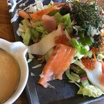 藍屋 - 海の幸サラダ、味噌ドレッシング