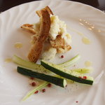 レストラン　ボスコ - （３日目前菜）ミーバイ・仔エビ・じゃがいものミルフィーユ仕立て