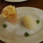 フォセッタ - ・青森県産りんごのパルフェ ・山形産洋梨の白ワイン煮ソルベ