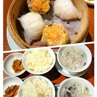 中華街 桂宮 - +200円の点心(2人前)・ランチセットのスープ・ライス・漬物(あと杏仁豆腐が付きます)