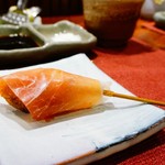 串かつ あーぼん - エリンギとバジルチーズ生ハム乗せ