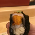 旬美にしかわ - イカとウニの手巻き寿司