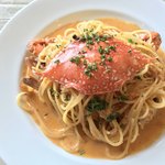 Adagio - 渡り蟹のパスタ。ソースが濃厚で美味しいので、プラス300円でパンナコッタを追加するのがおススメ。