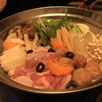 バル 肉屋のYOSHIDA - 京赤地鶏のクリーム豆乳鍋
