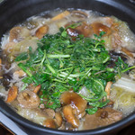 かたつむり - 2017.11 天然なめこ、アラゲキクラゲ、ヤマドリタケ、アメリカウラベニイロガワリのキノコ鍋