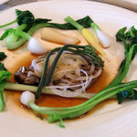 レストラン土手 - ＜5月＞フィレ肉のグリル、新タマネギ、シイタケ、アスパラ菜、カブ、白ニンジンほか