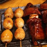 炭火串焼 初代バッジョ - レバー(タレ)、うずらの卵