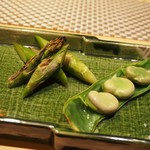 鮨棗 - 焼き野菜（アスパラ、空豆）